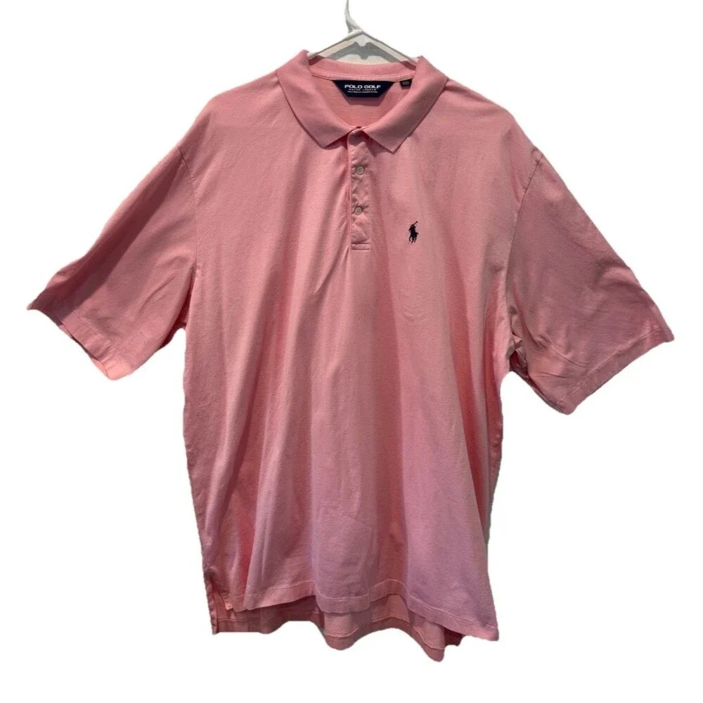 Polo Golf Ralph Lauren Men XXL Pink Short Sleeve Polo Shirt 100% Pima Cotton